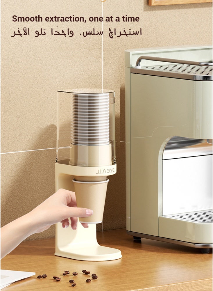 L size beige color plastic paper cup holder stand, on cups - Image 4