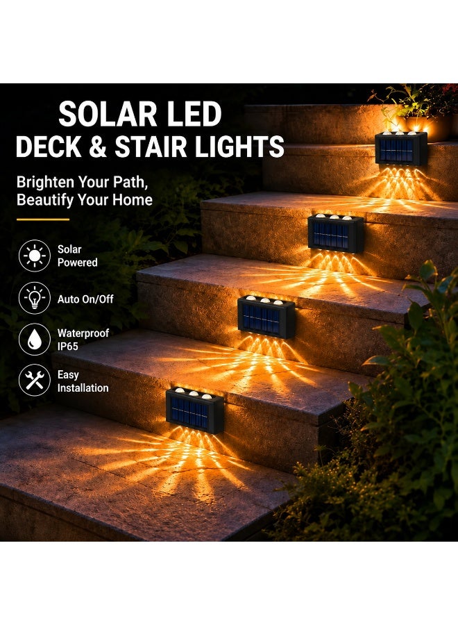 EXCLIFE 2-Pieces 6 Lamp Beads LED Solar Outdoor Waterproof Warm Light Wall Lamps Light the Yard and Garden - Image 2