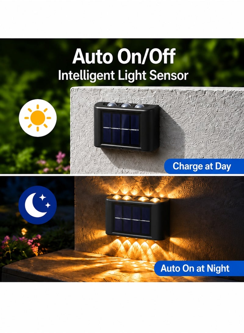EXCLIFE 2-Pieces 6 Lamp Beads LED Solar Outdoor Waterproof Warm Light Wall Lamps Light the Yard and Garden - Image 3