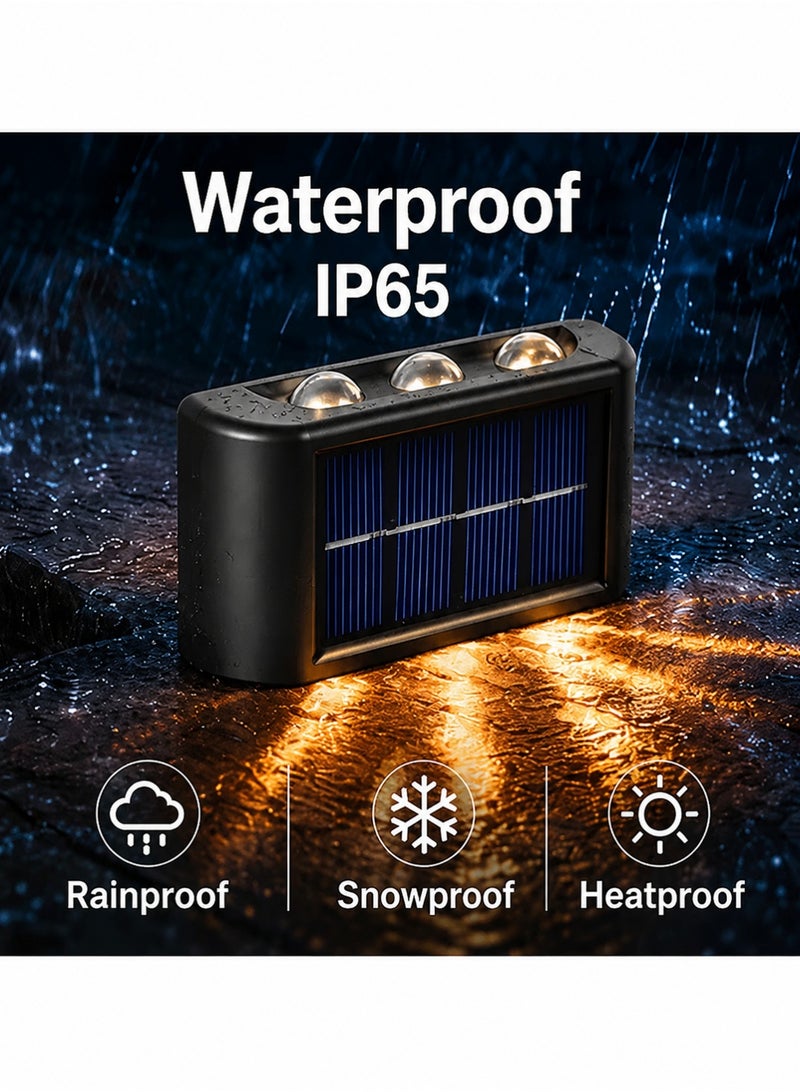 EXCLIFE 2-Pieces 6 Lamp Beads LED Solar Outdoor Waterproof Warm Light Wall Lamps Light the Yard and Garden - Image 4