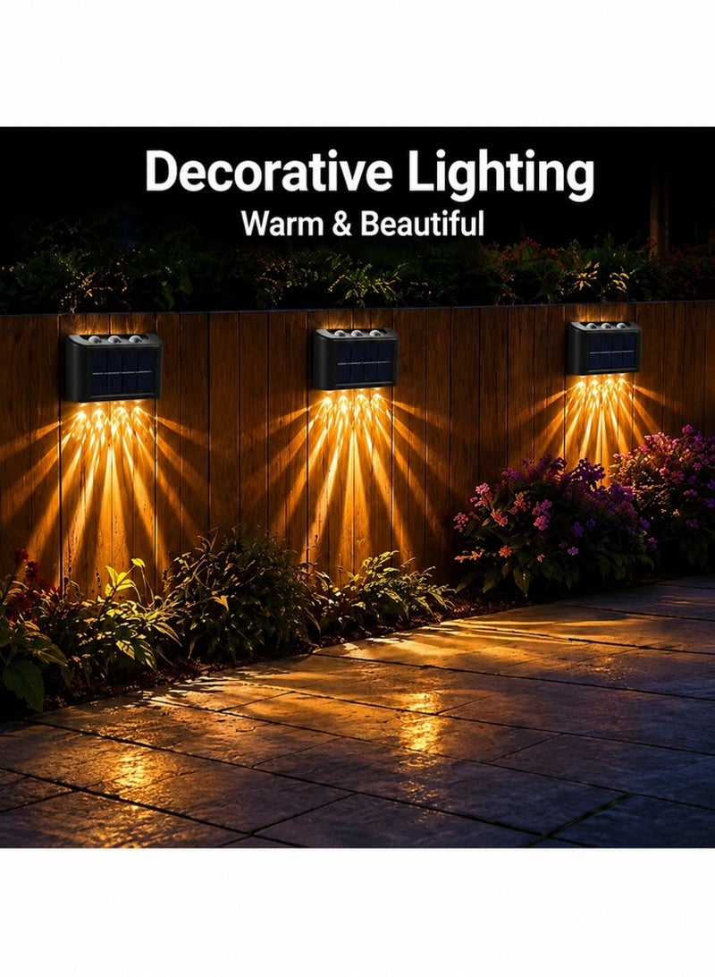 EXCLIFE 2-Pieces 6 Lamp Beads LED Solar Outdoor Waterproof Warm Light Wall Lamps Light the Yard and Garden - Image 5