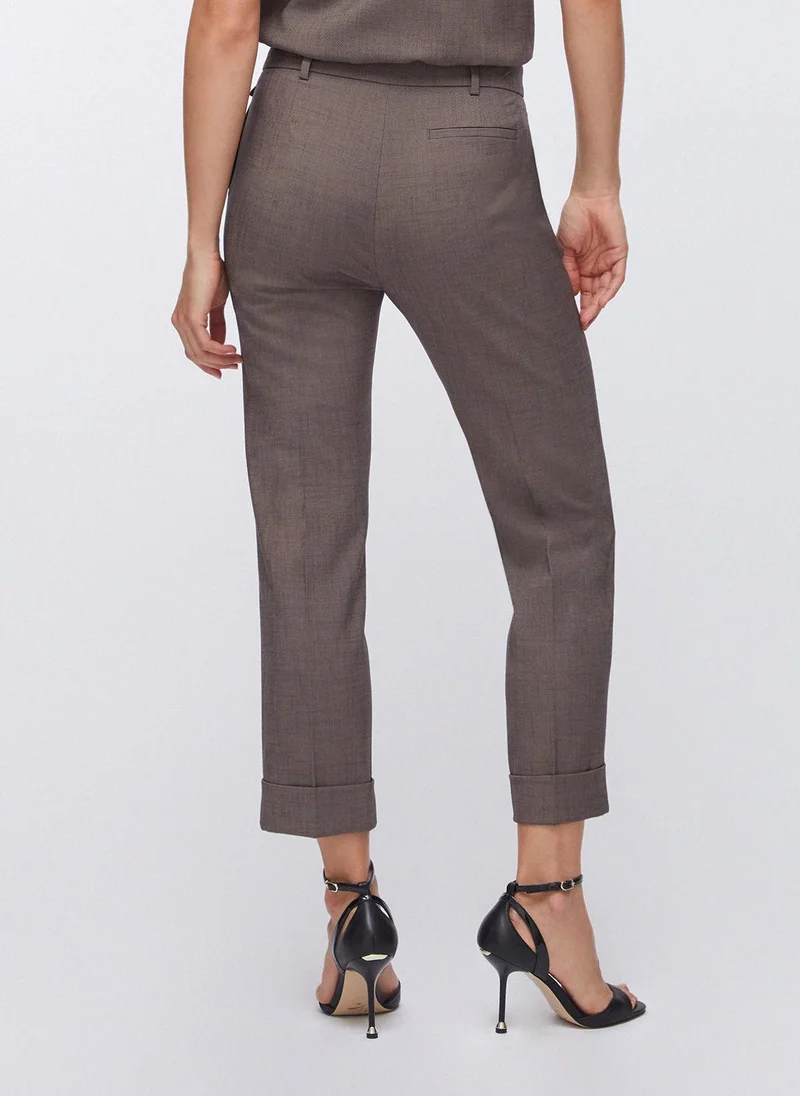 ليو جو Straight-leg mélange fabric trousers