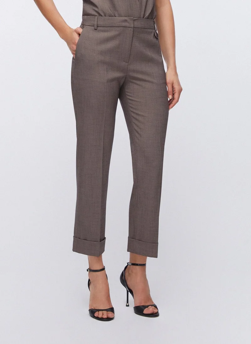 ليو جو Straight-leg mélange fabric trousers