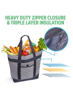 Y&D Insulated Cooler Bag with HD Thermal Insulation - Premium, Collapsible Soft Makes a Perfect Grocery Bag, Food Delivery Travel or Beach Bags(Charcoal)  - Image 5