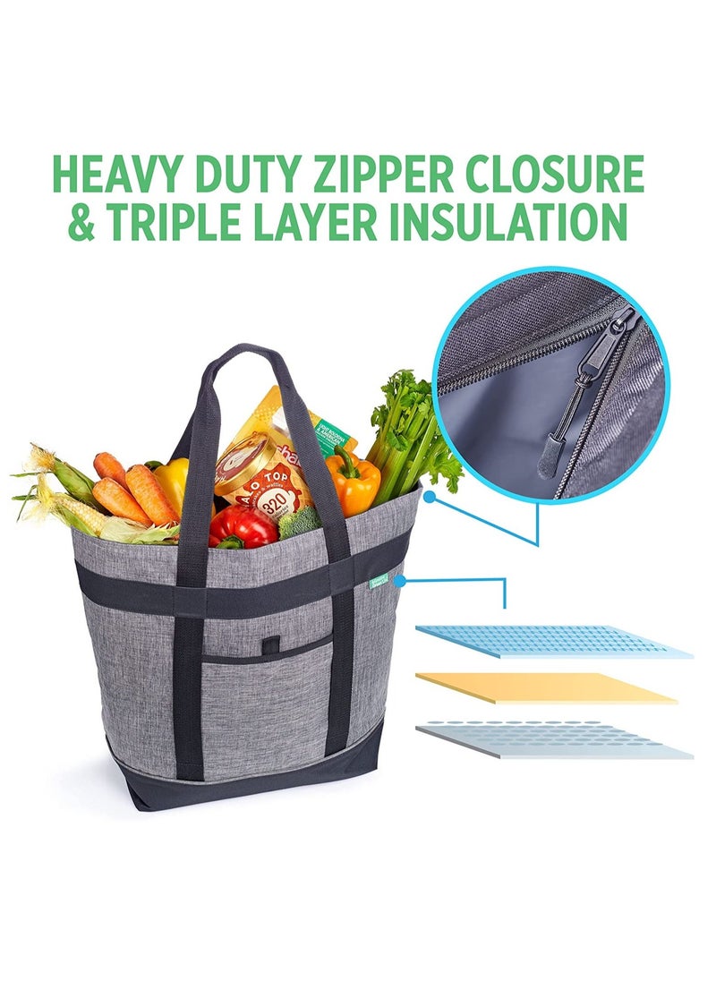 Y&D Insulated Cooler Bag with HD Thermal Insulation - Premium, Collapsible Soft Makes a Perfect Grocery Bag, Food Delivery Travel or Beach Bags(Charcoal)  - Image 5