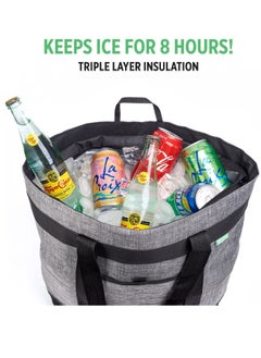 Y&D Insulated Cooler Bag with HD Thermal Insulation - Premium, Collapsible Soft Makes a Perfect Grocery Bag, Food Delivery Travel or Beach Bags(Charcoal)  - Image 4