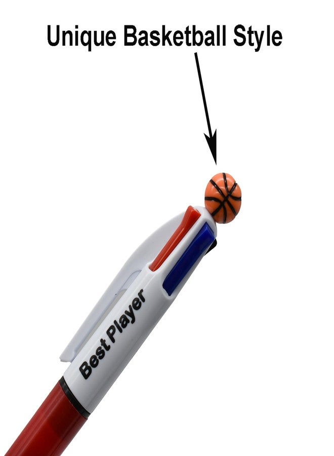 Maydahui 12 PCS Multicolor Basketball Ballpoint Pen Retractable 4 in 1 Colored Pens Cool Ball Sports Pen 4 Color Pens for School Students Party Office Basketball lover - Image 3
