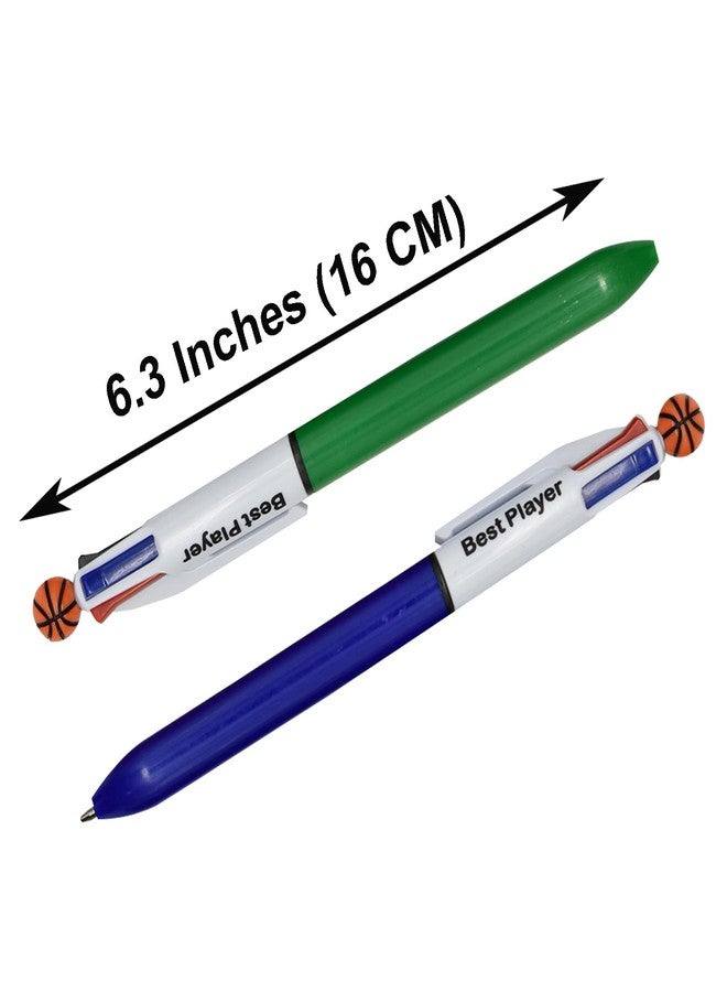 Maydahui 12 PCS Multicolor Basketball Ballpoint Pen Retractable 4 in 1 Colored Pens Cool Ball Sports Pen 4 Color Pens for School Students Party Office Basketball lover - Image 2