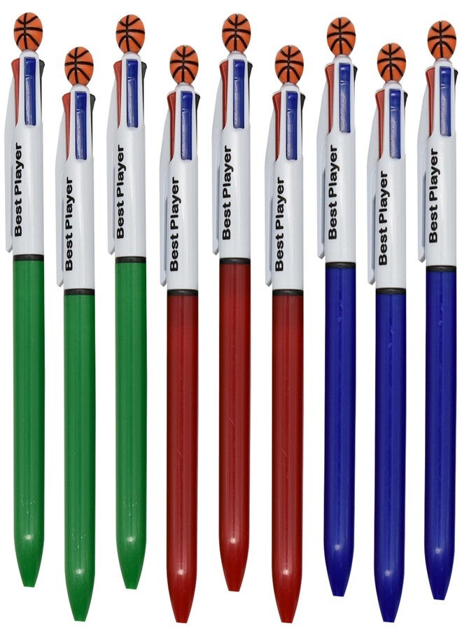 Maydahui 12 PCS Multicolor Basketball Ballpoint Pen Retractable 4 in 1 Colored Pens Cool Ball Sports Pen 4 Color Pens for School Students Party Office Basketball lover - Image 1
