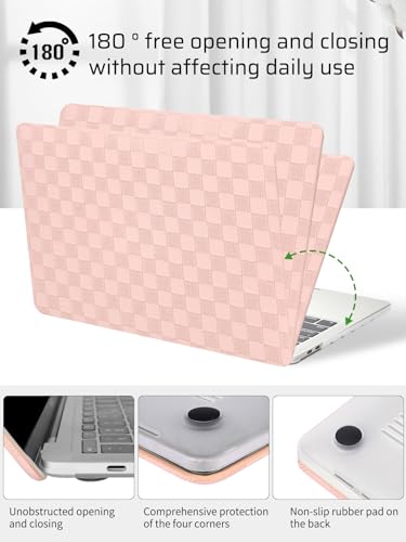Seorsok Compatible with MacBook Pro 13 inch Case M2 2023,2022,2021-2016 A2338 M1 A2251 A2289 A2159 A1989 A1708 A1706,Elegant Leather Plastic Hard Case & Keyboard Cover,Pink Tartan PVC No Logo Cutout - Image 4