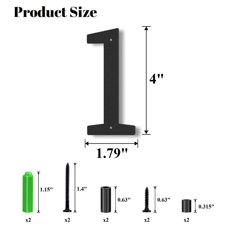 Ya_chtttwo 3" 4" 5" 6" 8" Stainless Steel Floating House Numbers, Metal House Numbers for Outside, Modern Address Number, Black Door Number for Mailbox, Garden, Yard, Apartment (4" 1) - Image 2
