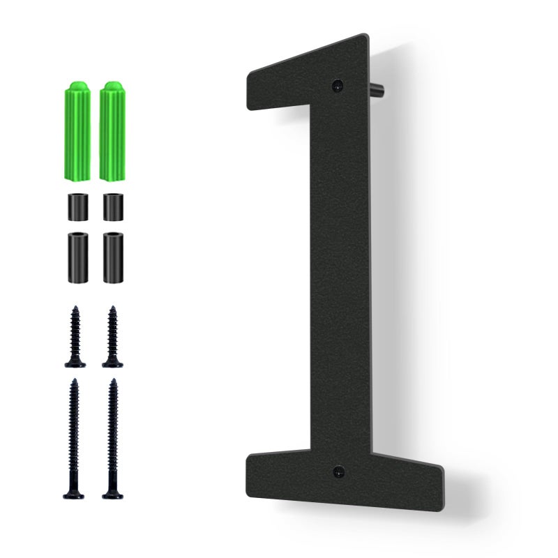 Ya_chtttwo 3" 4" 5" 6" 8" Stainless Steel Floating House Numbers, Metal House Numbers for Outside, Modern Address Number, Black Door Number for Mailbox, Garden, Yard, Apartment (4" 1) - Image 1
