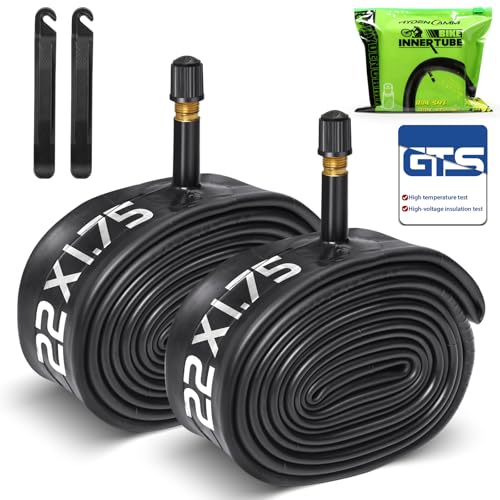 Hydencamm 2 Pack 22 Inch Inner Tube Fit 1.75/1.95/2.125 with 32mm Schrader Valve, 22×1.75/2.125 with 2PCS Levers, 22” Bicycle Inner Tube Compatible with Kids/Road Bikes (2 of One Size) - Image 1