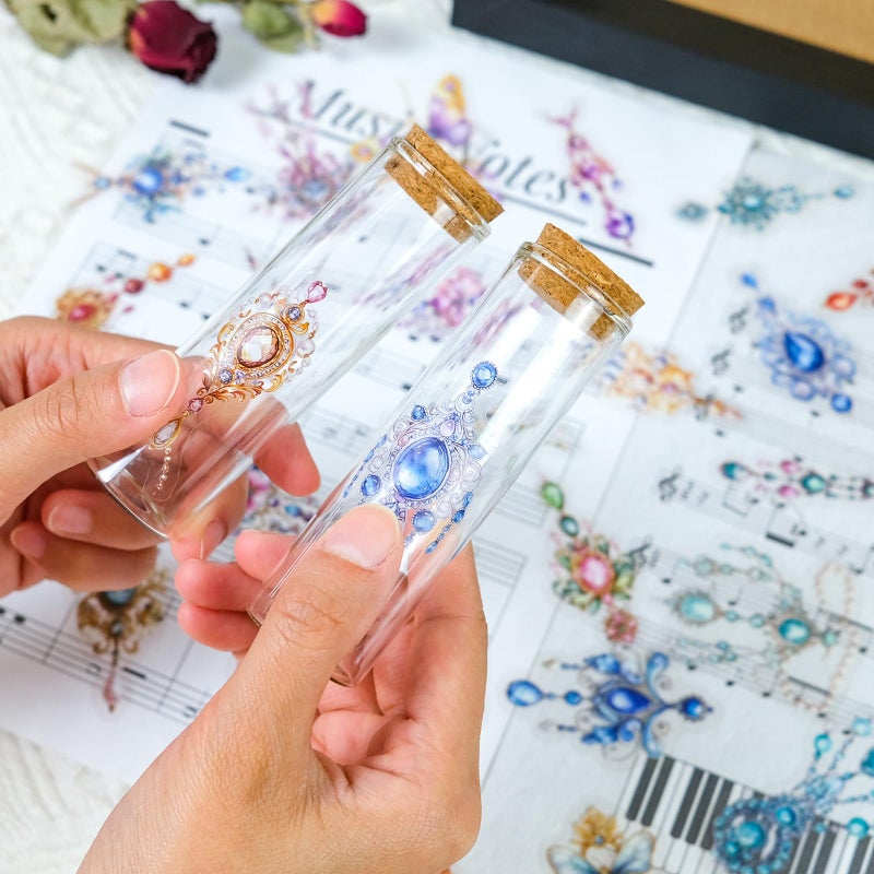 YOKSAS 50-Piece Clear Waterproof Crystal Jewelry Gem Sticker - Vintage Gemstone Necklaces & Earrings, Beautiful Butterfly Decals for Scrapbooking, Art Crafts & Journal Decoration - Image 5
