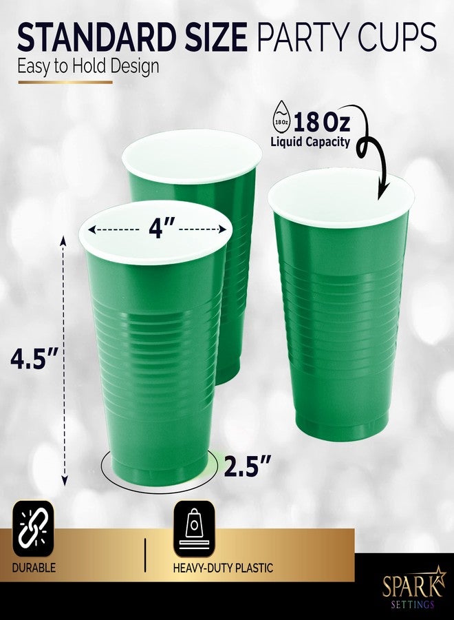 AMCRATE Disposable Cups, Red & Green Colored - 18 oz Plastic Party Cups, Sturdy & Durable for Christmas Party, 100 Pack - Image 2