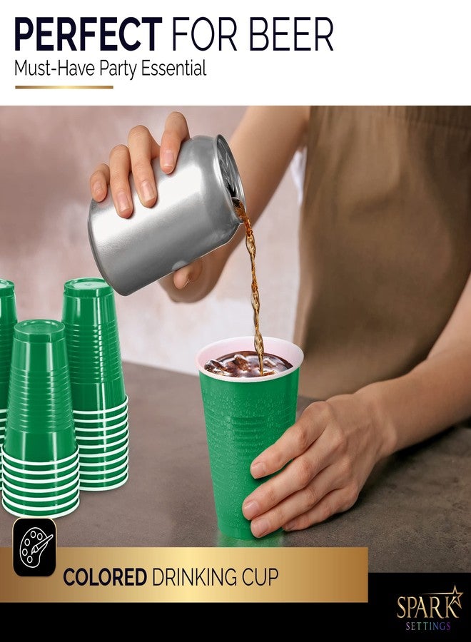 AMCRATE Disposable Cups, Red & Green Colored - 18 oz Plastic Party Cups, Sturdy & Durable for Christmas Party, 100 Pack - Image 3