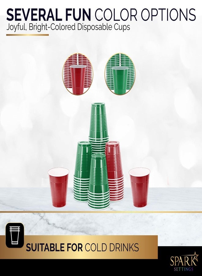 AMCRATE Disposable Cups, Red & Green Colored - 18 oz Plastic Party Cups, Sturdy & Durable for Christmas Party, 100 Pack - Image 5