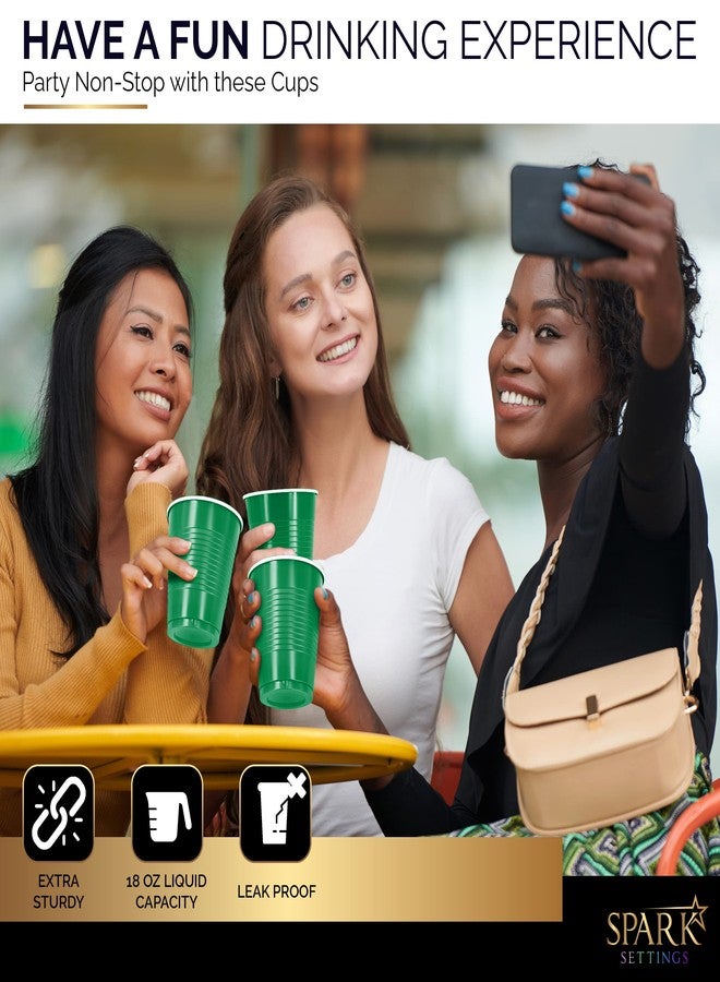 AMCRATE Disposable Cups, Red & Green Colored - 18 oz Plastic Party Cups, Sturdy & Durable for Christmas Party, 100 Pack - Image 4