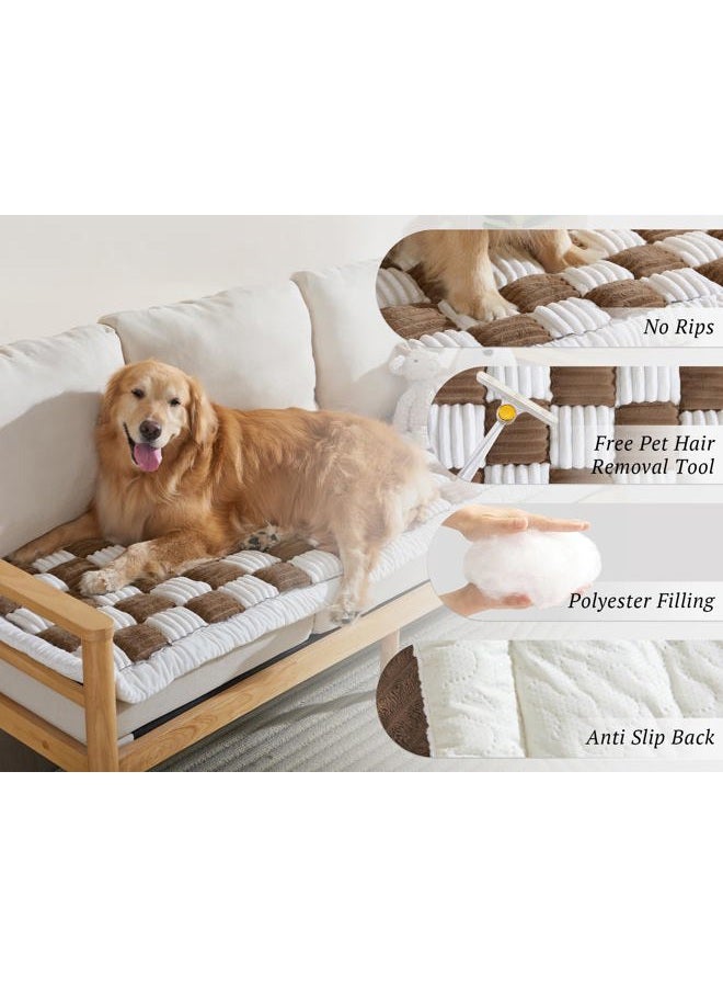 ODreamyDogs CouchCover Pet Sofa Couch Cover for Dogs Washable Dog Blanket for Bed Couch Protector for Dogs Funny Fuzzy Pet Couches Dog Covers for Sofa Pad Coach Cover 27.6x59in Dark Chocolate Brown - Image 3