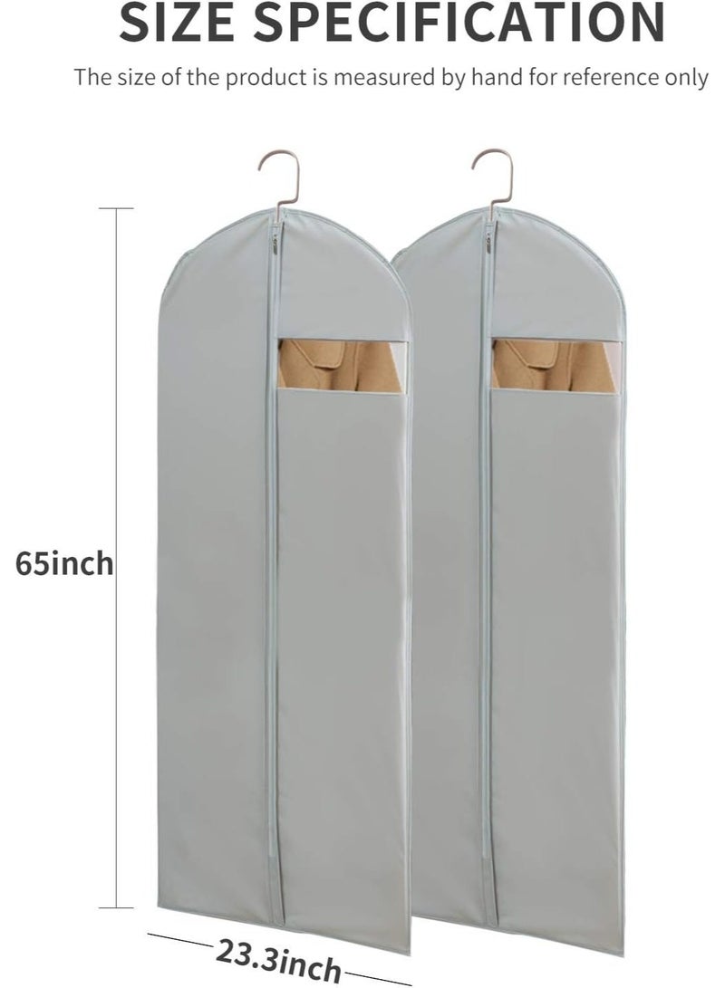 jaexest Dress Bags for Gowns Long – 65 Inch Clear Garment Bag Set of 2 with Transparent Window Zipper Closure for Closet Storage Travel – 23.3" x 65" - Image 3