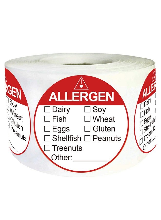 wootile Allergen Allergy Warning Labels Sticker 2 Inch Fluorescent Red Adhesive Allergies Stickers Food Rotation Labels Food Allergy Warning Circle Dots Label For Grocery Stores,Food Packaging 500 Pcs  - Image 1