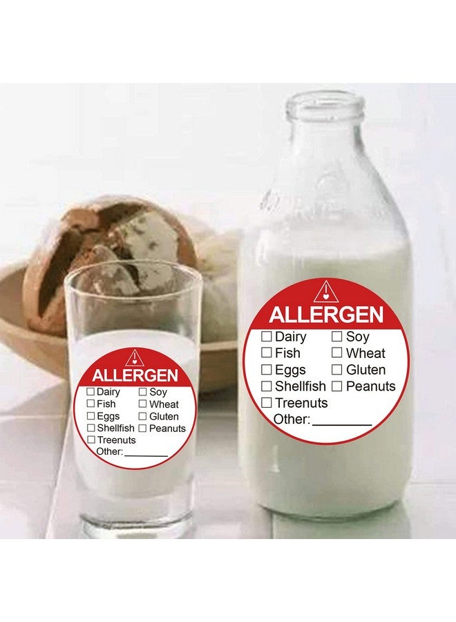 wootile Allergen Allergy Warning Labels Sticker 2 Inch Fluorescent Red Adhesive Allergies Stickers Food Rotation Labels Food Allergy Warning Circle Dots Label For Grocery Stores,Food Packaging 500 Pcs  - Image 2