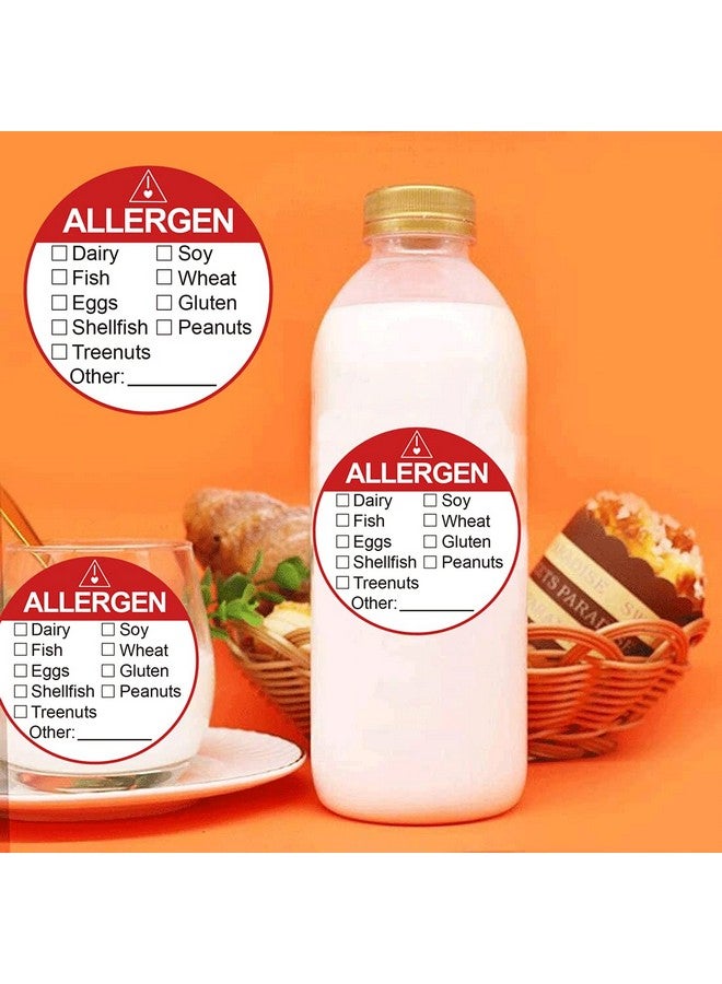 wootile Allergen Allergy Warning Labels Sticker 2 Inch Fluorescent Red Adhesive Allergies Stickers Food Rotation Labels Food Allergy Warning Circle Dots Label For Grocery Stores,Food Packaging 500 Pcs  - Image 3