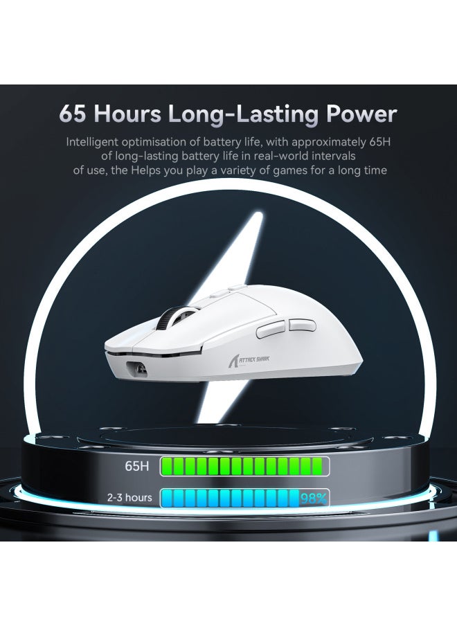 Attack Shark X6 Lightweight Gaming Mouse Wireless Bluetooth Rgb Charging Base Paw3395 Optical Mouse For Esports-Color:Attack Shark X6 Three-mode Mouse White With RGB Charging Stand