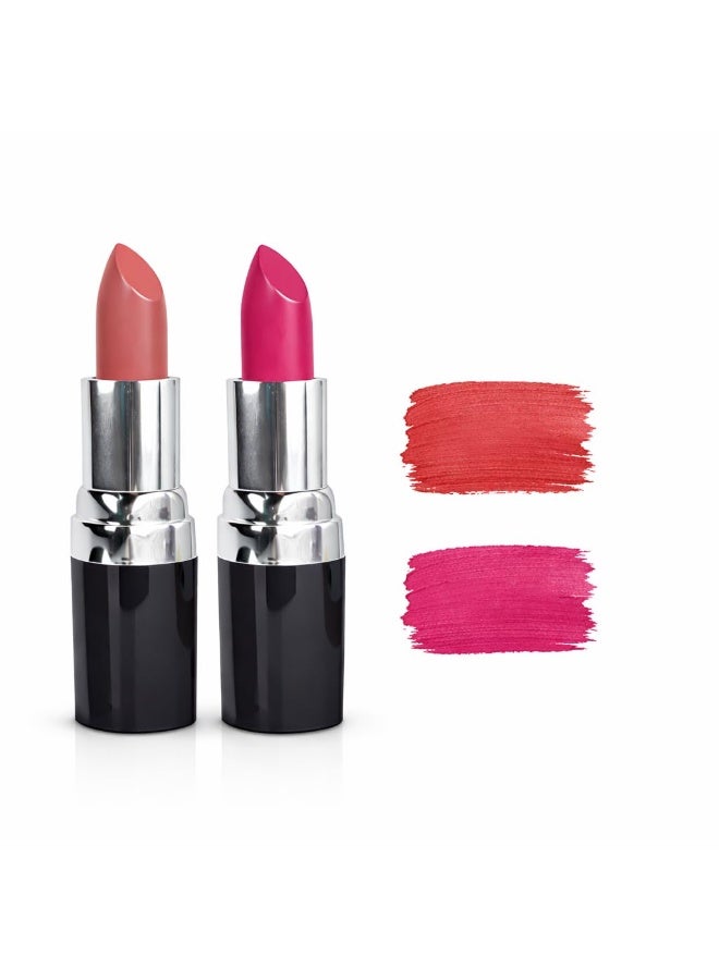 Barva Natural & Moisturising Lipsticks made using Clarified Butter, Kokum butter and Mineral Colours, 4.3g (Pack of 2) (Rose Damask 225 & Fuchsia 336) - Image 1