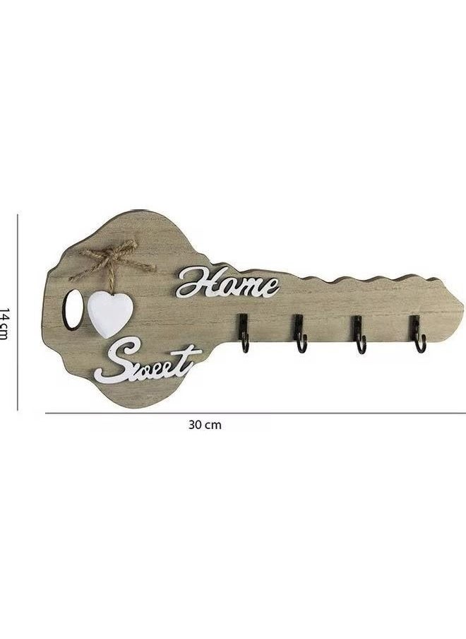 Goolsky - Goolsky Key Holder Wall Mounted, Wood Key Holder for Wall Decorative Home Key Rack Hooks Key Hanger with 4Hooks for Entryway Doorway Hallway Office - Image 1