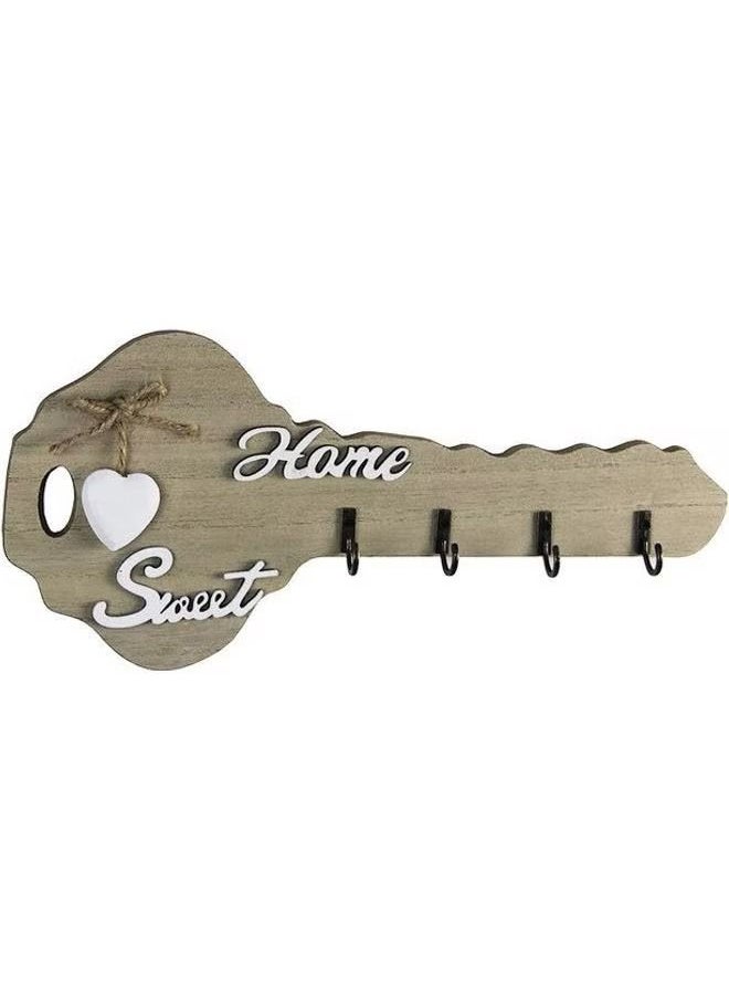 Goolsky - Goolsky Key Holder Wall Mounted, Wood Key Holder for Wall Decorative Home Key Rack Hooks Key Hanger with 4Hooks for Entryway Doorway Hallway Office - Image 1