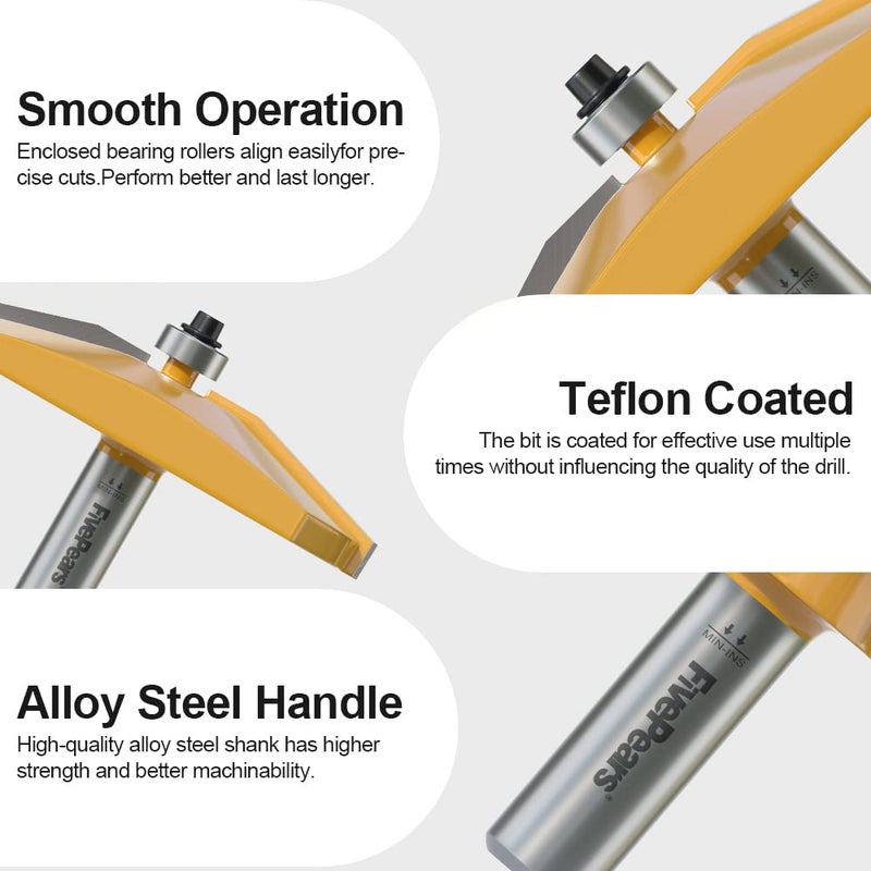 FivePears Bevel Raised Panel Router Bit 1/2 Inch Shank for Making Cabinet Door, 3-1/2-Inch Diameter, Used in Combination with Rail and Stile Router Bit - Image 4