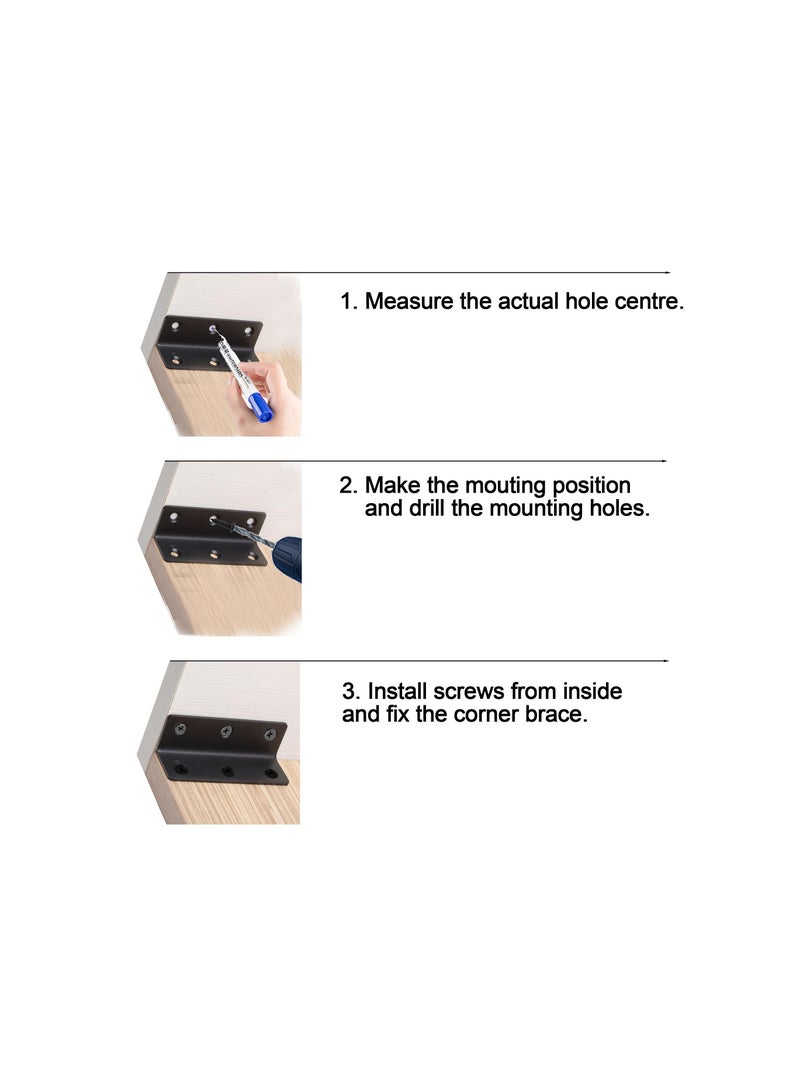 Excefore L Bracket, Heavy Duty Corner Brace, 10 Pack 4" Metal Shelf Bracket Angle Bracket for Shelves, Black L Brackets for Wood  - Image 3