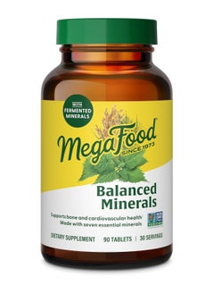 MegaFood Balanced Minerals - Calcium, fermented Magnesium Glycinate, Zinc, Selenium, GTF Chromium, Molybdenum, Nettle Leaf, Horsetail Leaf - Made Without 9 Food Allergens - 90 Tablets (30 Servings)