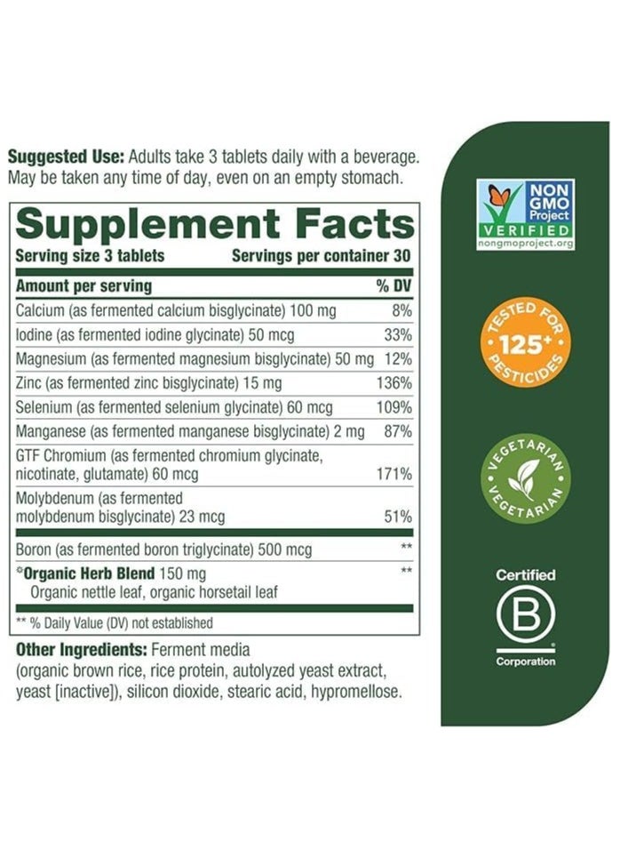 MegaFood - MegaFood Balanced Minerals - Calcium, fermented Magnesium Glycinate, Zinc, Selenium, GTF Chromium, Molybdenum, Nettle Leaf, Horsetail Leaf - Made Without 9 Food Allergens - 90 Tablets (30 Servings) - Image 1