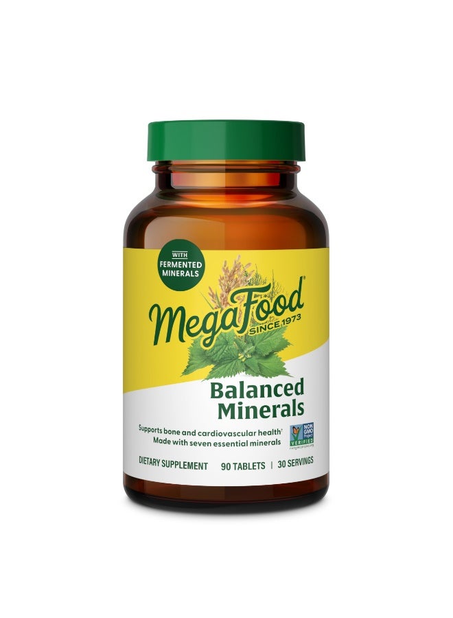 MegaFood Balanced Minerals - Calcium, Fermented Magnesium Glycinate, Zinc, Selenium, GTF Chromium, Molybdenum, Nettle Leaf, Horsetail Leaf - Made Without 9 Food Allergens - 90 Tablets (30 Servings) - Image 1