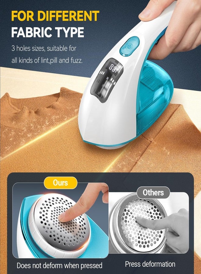 Ruidla Rechargeable Fabric Shaver and Lint Remover, 3-Speed Adjustable Sweater Shaver with 6-Leaf Replaceable Stainless Steel Blades, 2.6Inch Large Mesh, Removable Bin for Clothes Fuzz, Lint, Pills, Bobbles - Image 5