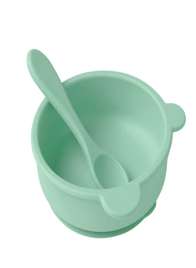 TAG24 Silicone Baby Feeding Bowl and Spoon Set for Babies with Suction Base, BPA-Free, Non-Slip, Safe for Infants and Toddlers Mealtime (Light Green) - Image 2
