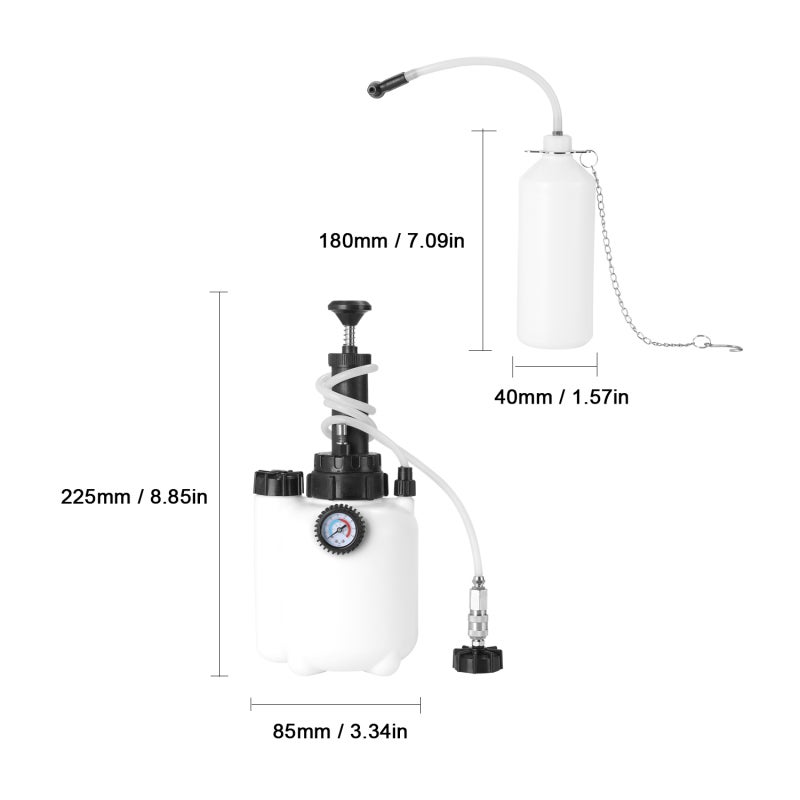 Brake Bleeder: 3L Large Capacity with 1L Suction Bottle - Easy To Read Colorful Pressure Gauge Brake System Bleeding Tool for Home Automotive Vehicle Maintenance - Image 4