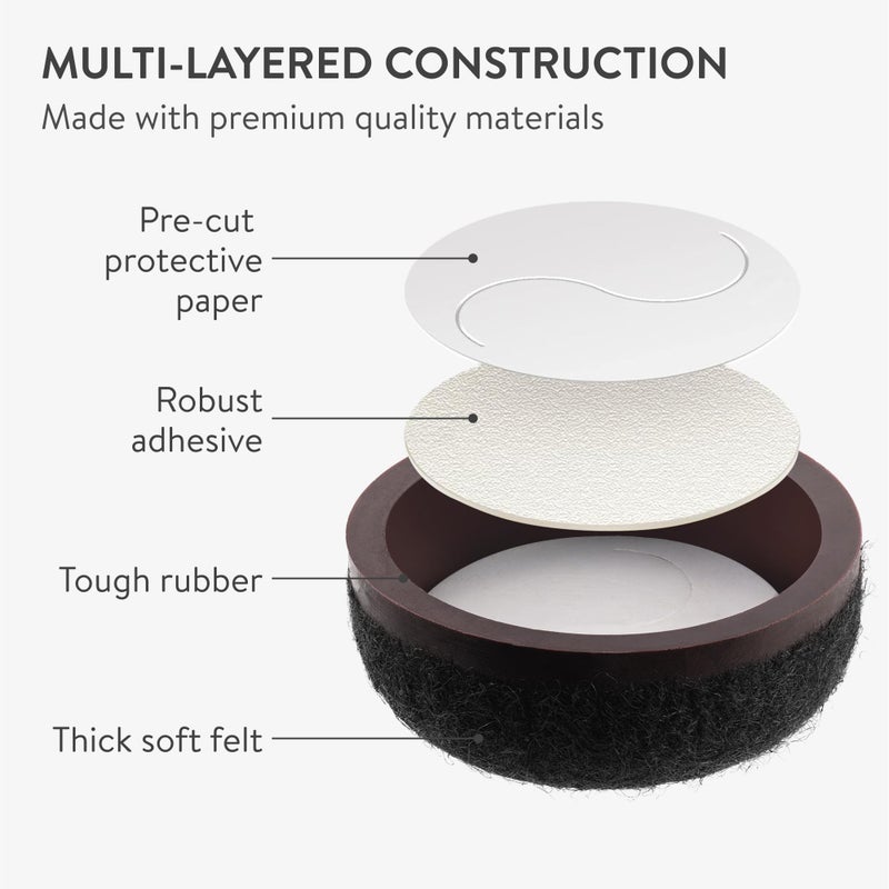 Aneaseit Felt Furniture Pads - Round Chair & Table Leg Protection For Hardwood Floors - Heavy Duty Floor Protectors - Pad Sliders For Chair Legs - 1.2 Inch (31Mm) 8 Pack - Black - Image 4