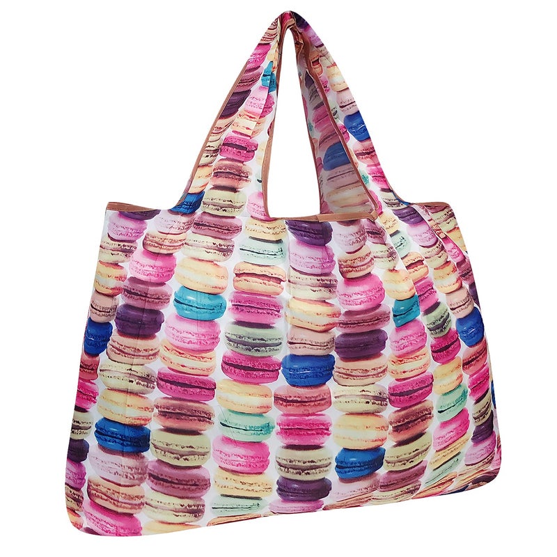 allydrew Large Foldable Tote Nylon Reusable Grocery Bag  Macarons - Image 1