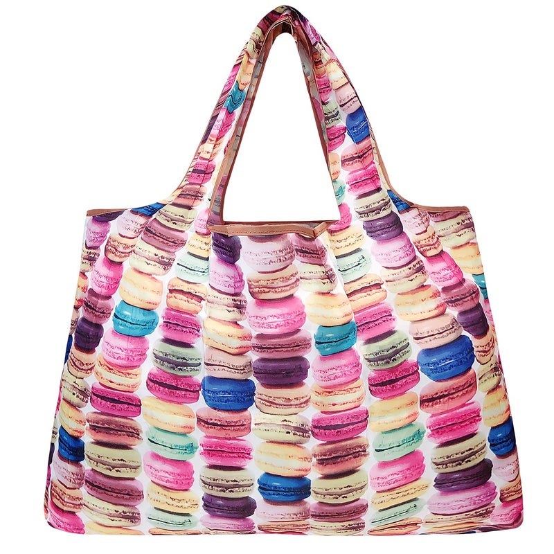 allydrew Large Foldable Tote Nylon Reusable Grocery Bag  Macarons - Image 3