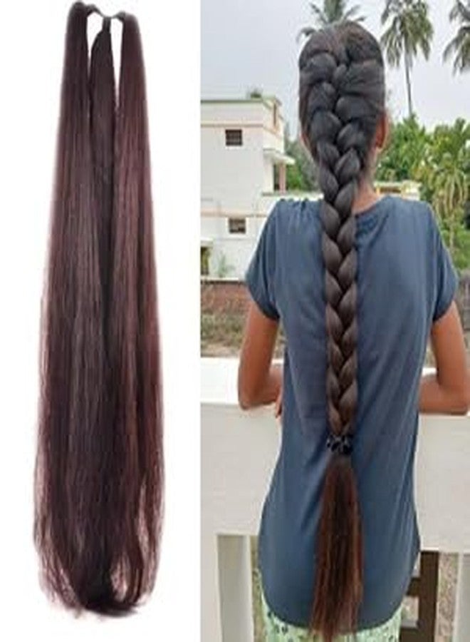 GIRISA Long Straight Hair Extension, Brown Hair 24inchs Natural Choti Look, Braided Style - Image 1