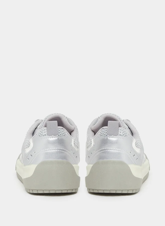 Styli Styli Metallic Panelled Lace Up Sneakers
