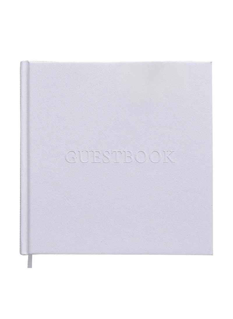 جينجر راي Guestbook - White Embossed with gold paper edge