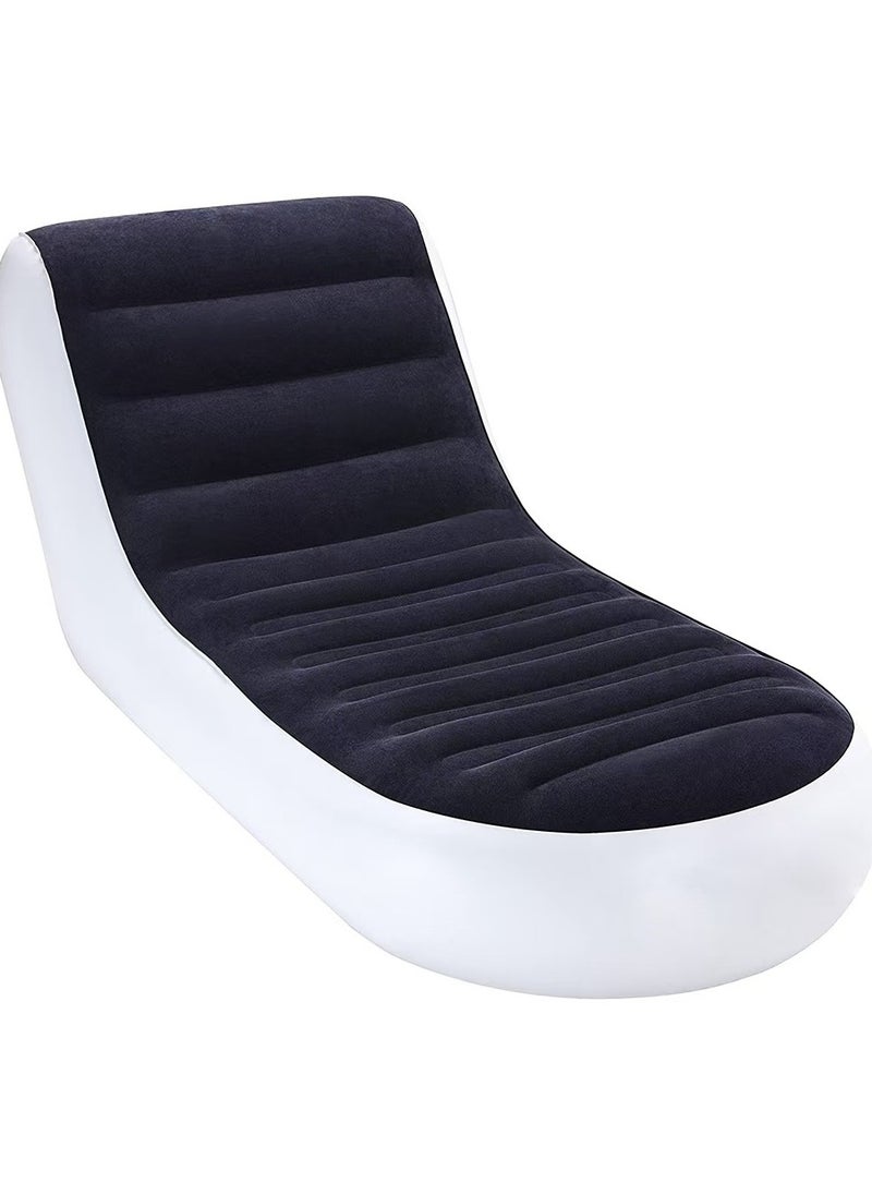 General - Flocking L-shaped single inflatable sofa lazy sofa outdoor home inflatable leisure sofa foldable recliner 170*110*90cm - Image 1