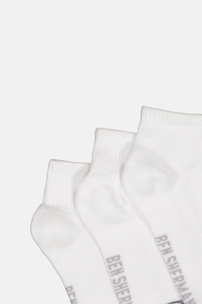 Ben Sherman Men 8 Pairs Brand Logo Quarter Cut Socks, White  - Image 2