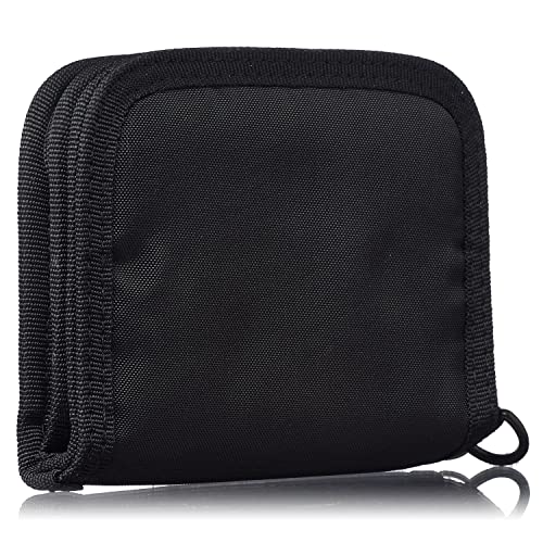 Umbro for Men, Kids Zippered Bi-Fold Minimalist Slim Nylon Wallet (Black) - Image 2