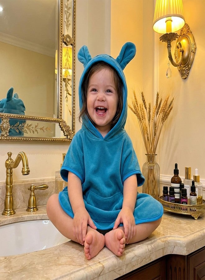 Multitrust Toddler Baby Girl Boy Terry Beach Swimsuit Cover Up Ears Hooded Pool Bath Poncho Cloak Bathing Suit Cover-Up (Blue, 2-3T) - Image 3