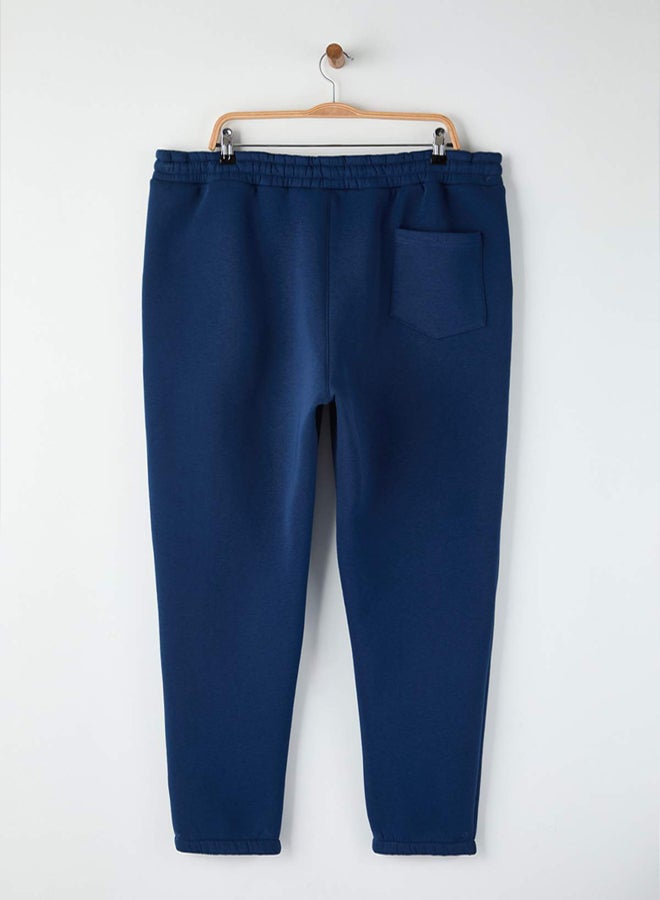 trendyol Indigo Plus Size Regular/Normal Cut Rubber Leg Jogger Fleece Sweatpants - Image 4